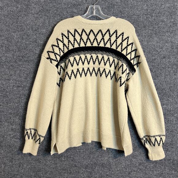 Lane Bryant Womens Fair Isle Cardigan Sweater Size 10/12 Tan Black Open Front - Picture 2 of 10